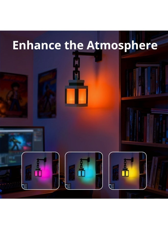 فانوس مضيء، فانوس بكسل، ضوء ليلي، فانوس مضيء بـ 16 لونًا، ضوء ليلي LED متغير الألوان مع جهاز تحكم عن بعد، ديكور منزلي مكتبي، زينة، فانوس احتفالي - Image 2